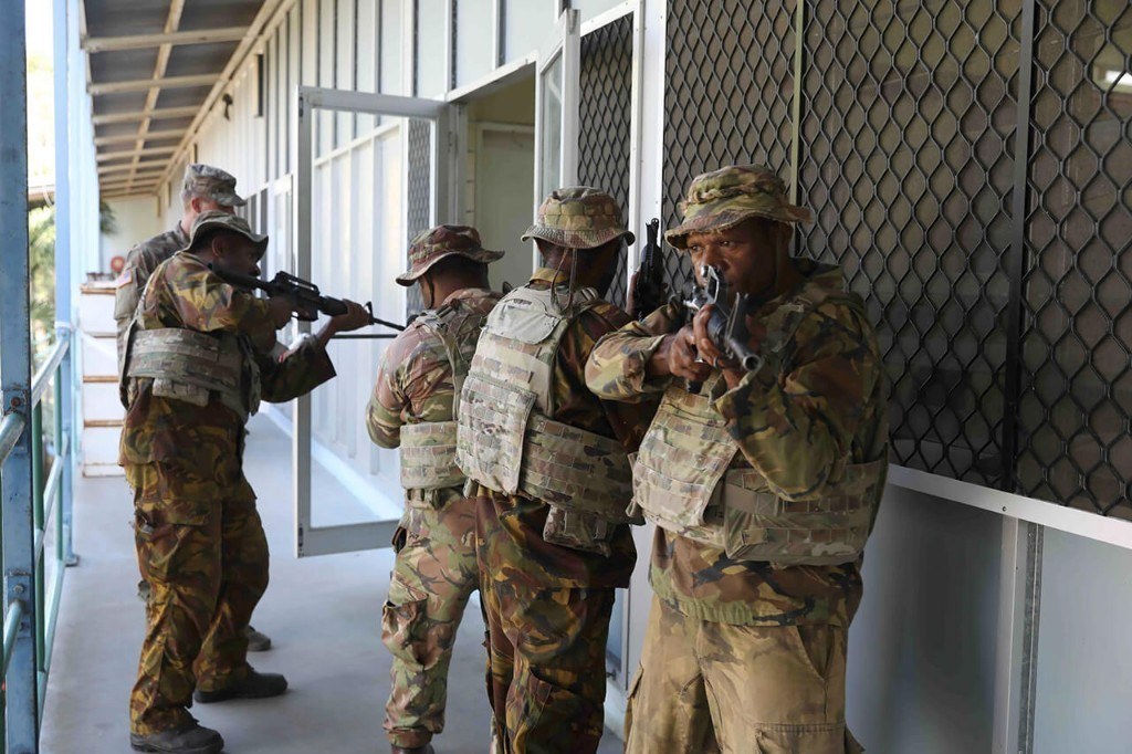 Soldiers in a training facility